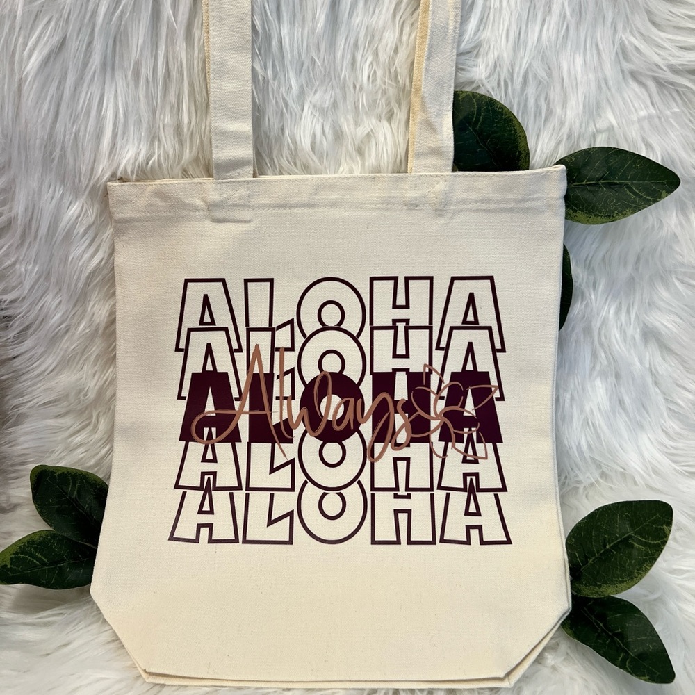 Cream tote bag (aloha always “love always”)
